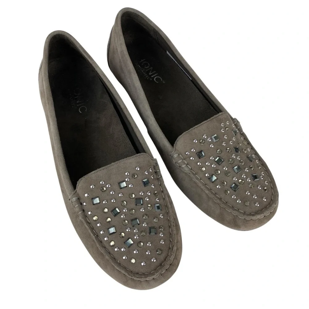 Vionic Athens Loafers Slip on Moccasins Taupe Gray Leather Women’s Size 7.5 - Picture 2 of 13